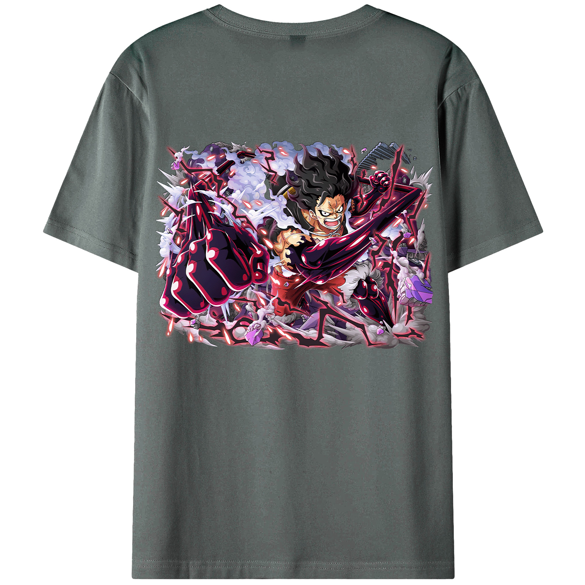 ワンピース モンキー・D・ルフィ ONE PIECE Monkey D. Luffy 綿100％ メンズ半袖Tシャツ（バックプリント） 通気性
